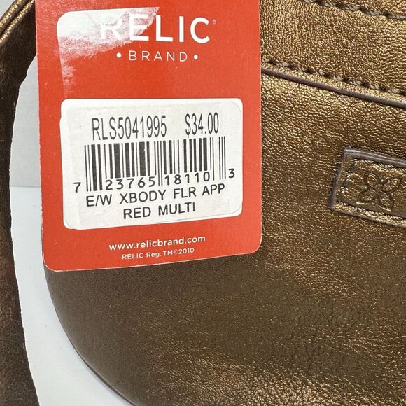 RELIC Flower Embossed Faux Leather Bronze Crossbody Bag New - Picture 8 of 9